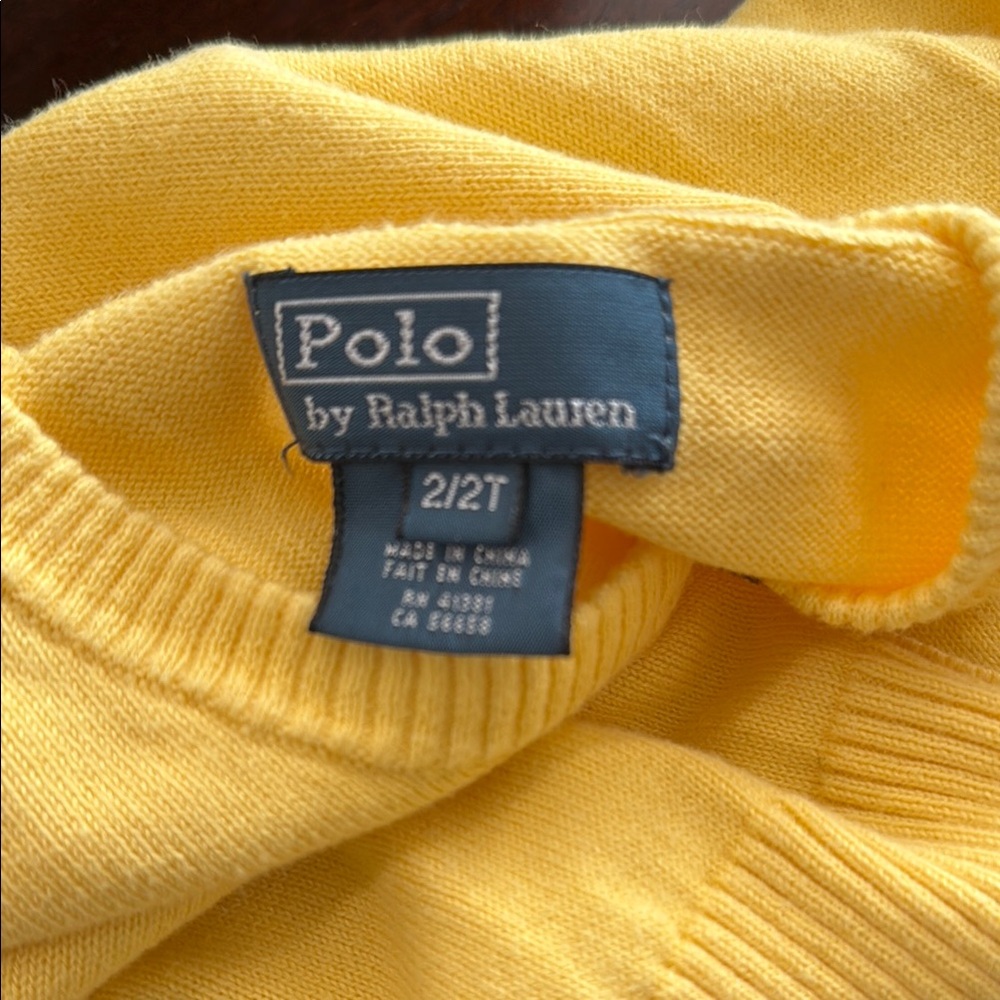 Polo by Ralph Lauren Yellow V-Neck Sweater. Size 2T - Picture 5 of 5
